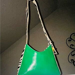 Green Handbag with Zebra Trim